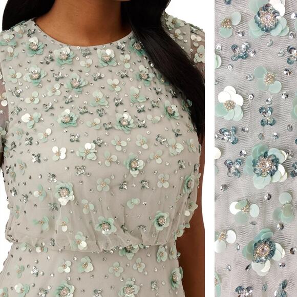 NWT ADRIANNA PAPELL DRESS GREEN MOTHER OF THE BRIDE BRIDESMAID EVENING FORMAL - Picture 2 of 16